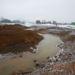 Das zur Verfüllung mit Dammdichtkernmaterial vorbereitete
Rotbachbachbett